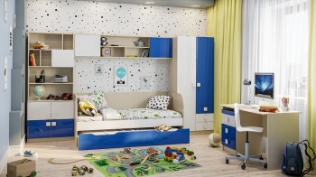 Детская комната Скай Люкс (Синий/Белый/корпус Клен) в Иланском - ilanskij.mebel54.com | фото