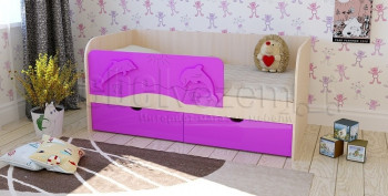 Друзья Кровать детская 2 ящика 1.6 Фиолетовый глянец в Иланском - ilanskij.mebel54.com | фото