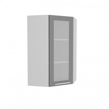 Гарда ВПУС 550 шкаф верхний угловой со стеклом высокий (Серый Эмалит/корпус Серый) в Иланском - ilanskij.mebel54.com | фото