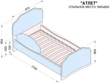 Кровать 160 Атлет 29 Синий (мягкий бортик) в Иланском - ilanskij.mebel54.com | фото