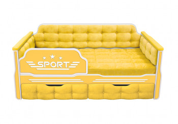 Кровать 160 серии Спорт 2 ящика 74 Жёлтый (мягкие боковые накладки) в Иланском - ilanskij.mebel54.com | фото