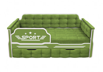 Кровать 160 серии Спорт 2 ящика 76 Зелёный (мягкие боковые накладки) в Иланском - ilanskij.mebel54.com | фото