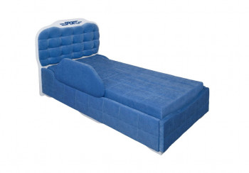Кровать 190 Атлет Lux 29 Синий (мягкий бортик) в Иланском - ilanskij.mebel54.com | фото