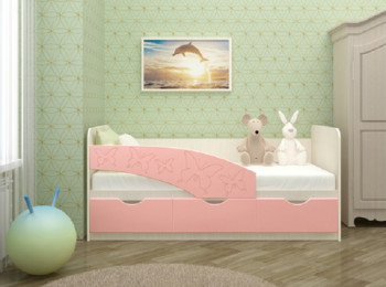 Кровать Бабочки 1,6м (Розовый металлик) в Иланском - ilanskij.mebel54.com | фото