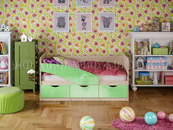 Кровать Бабочки 1,6м (Салатовый металлик) в Иланском - ilanskij.mebel54.com | фото