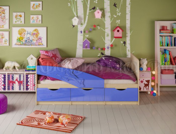 Кровать детская 1,6м Дельфин (Синий металлик) в Иланском - ilanskij.mebel54.com | фото