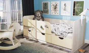 Кровать детская Минима Лего 1,86м с ящиками (дуб атланта/крем) в Иланском - ilanskij.mebel54.com | фото