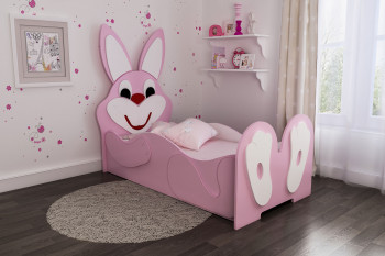 Кровать детская Зайка 1.6 Розовый/Белый в Иланском - ilanskij.mebel54.com | фото