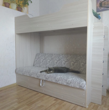 Кровать двухъярусная с диваном (Беленый дуб) в Иланском - ilanskij.mebel54.com | фото