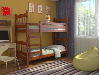 Кровать двухъярусная Соня из массива сосны 800*1890 Орех в Иланском - ilanskij.mebel54.com | фото