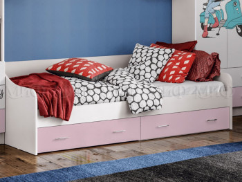 Кровать Fashion-1 Вега 0,9 м (Белый/Розовый) в Иланском - ilanskij.mebel54.com | фото