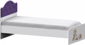 Кровать Каспер с мягкой спинкой и фотопечатью (800х1900)Белый/Фиолетовый в Иланском - ilanskij.mebel54.com | фото