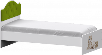 Кровать Каспер с мягкой спинкой и фотопечатью (800х1900)Белый/Лайм в Иланском - ilanskij.mebel54.com | фото