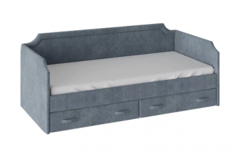 Кровать с мягкой обивкой и ящиками «Кантри» Тип 1 (900) (Замша синяя) в Иланском - ilanskij.mebel54.com | фото