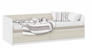 Кровать «Сканди» с 2 ящиками Дуб Гарден/Белый/Глиняный серый в Иланском - ilanskij.mebel54.com | фото
