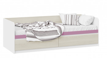 Кровать «Сканди» с 2 ящиками Дуб Гарден/Белый/Лиловый в Иланском - ilanskij.mebel54.com | фото
