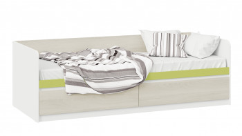 Кровать «Сканди» с 2 ящиками Дуб Гарден/Белый/Зеленый в Иланском - ilanskij.mebel54.com | фото