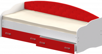 Кровать Софа-7 с мягкой спинкой (800х1900) Белый/Красный в Иланском - ilanskij.mebel54.com | фото
