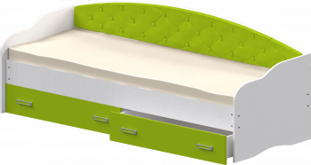 Кровать Софа-7 с мягкой спинкой (800х1900) Белый/Лайм в Иланском - ilanskij.mebel54.com | фото
