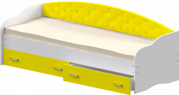 Кровать Софа-8 с мягкой спинкой (900х2000) Белый/Желтый в Иланском - ilanskij.mebel54.com | фото