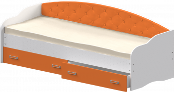 Кровать Софа-8 с мягкой спинкой (900х2000) Белый/Оранжевый в Иланском - ilanskij.mebel54.com | фото