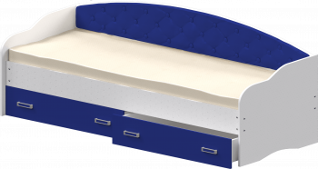 Кровать Софа-8 с мягкой спинкой (900х2000) Белый/Синий в Иланском - ilanskij.mebel54.com | фото