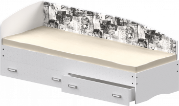 Кровать Софа-9 с мягкой спинкой с рисунком Милана (900х1900) Белый в Иланском - ilanskij.mebel54.com | фото