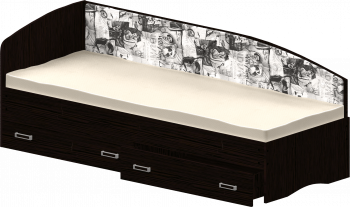 Кровать Софа-9 с мягкой спинкой с рисунком Милана (900х2000) Венге в Иланском - ilanskij.mebel54.com | фото