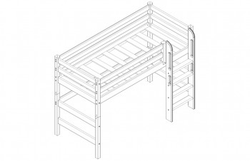 Кровать Соня вариант 5 полувысокая с прямой лестницей белый полупрозрачный в Иланском - ilanskij.mebel54.com | фото