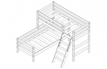 Кровать Соня вариант 8 угловая с наклонной лестницей Белый полупрозрачный в Иланском - ilanskij.mebel54.com | фото