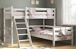 Кровать Соня вариант 8 угловая с наклонной лестницей Белый полупрозрачный в Иланском - ilanskij.mebel54.com | фото