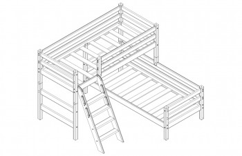Кровать Соня вариант 8 угловая с наклонной лестницей Лаванда в Иланском - ilanskij.mebel54.com | фото