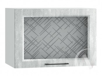 Либерти Шкаф верхний горизонтальный со стеклом ШВГС 609 (Холст грей/корпус белый) в Иланском - ilanskij.mebel54.com | фото