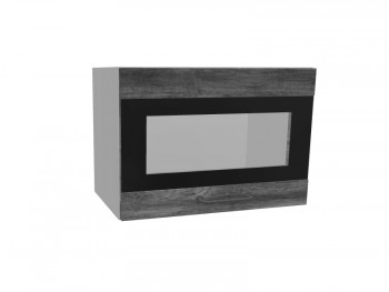Лофт ПГСФ 500 шкаф верхний горизонтальный со стеклом и фотопечатью (Дуб бурый/корпус Серый) в Иланском - ilanskij.mebel54.com | фото