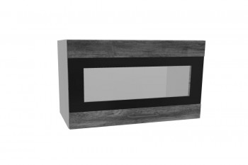Лофт ПГСФ 600 шкаф верхний горизонтальный со стеклом и фотопечатью (Дуб бурый/корпус Серый) в Иланском - ilanskij.mebel54.com | фото
