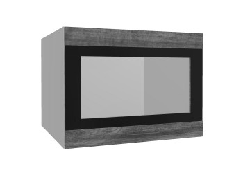 Лофт ВПГСФ 600 шкаф верхний горизонтальный со стеклом высокий с фотопечатью (Дуб бурый/корпус Серый) в Иланском - ilanskij.mebel54.com | фото