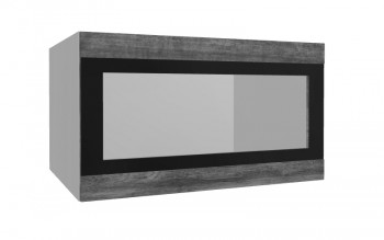 Лофт ВПГСФ 800 шкаф верхний горизонтальный со стеклом высокий с фотопечатью (Дуб бурый/корпус Серый) в Иланском - ilanskij.mebel54.com | фото