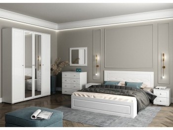 Модульная спальня Барселона (Белый/Белый глянец) в Иланском - ilanskij.mebel54.com | фото