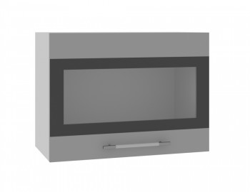Норд ШВГС 600 Шкаф верхний горизонтальный со стеклом (Софт черный/корпус Белый) в Иланском - ilanskij.mebel54.com | фото