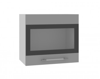 Ройс ВПГСФ 500 Шкаф верхний горизонтальный со стеклом с фотопечатью высокий (Белый софт/корпус Серый) в Иланском - ilanskij.mebel54.com | фото