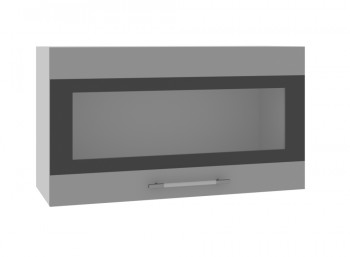 Ройс ВПГСФ 800 Шкаф верхний горизонтальный со стеклом с фотопечатью высокий (Белый софт/корпус Серый) в Иланском - ilanskij.mebel54.com | фото