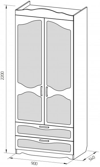 Шкаф 2-х створчатый с ящиками серии Иллюзия 32 Фиолетовый в Иланском - ilanskij.mebel54.com | фото
