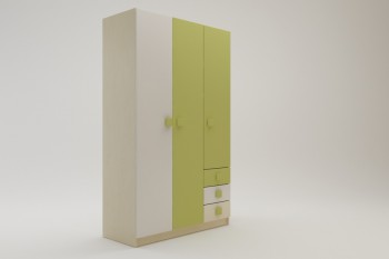 Шкаф 3-х створчатый с ящиками Эппл (Зеленый/Белый/корпус Клен) в Иланском - ilanskij.mebel54.com | фото
