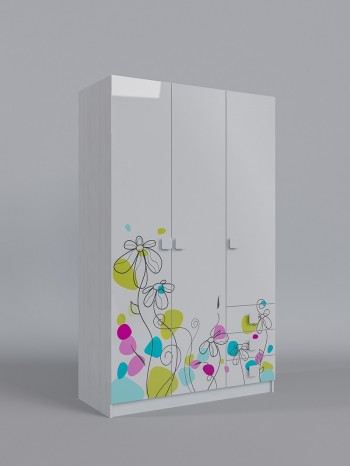 Шкаф 3-х створчатый с ящиками Флёр (Белый/корпус Выбеленное дерево) в Иланском - ilanskij.mebel54.com | фото