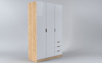 Шкаф 3-х створчатый с ящиками Лофт (Белый/корпус Дуб Сонома) в Иланском - ilanskij.mebel54.com | фото