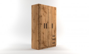 Шкаф 3-х створчатый с ящиками Шервуд (Дуб Вотан) в Иланском - ilanskij.mebel54.com | фото
