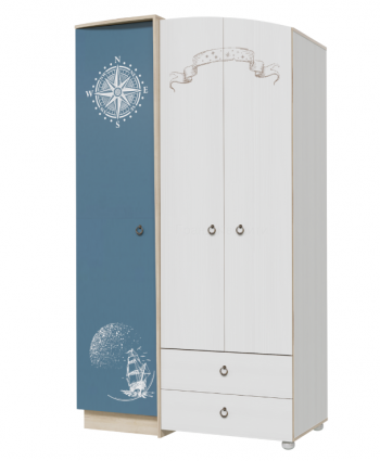 Шкаф для одежды Бриз 1200 Дуб ривьера/ Рамух белый/синий в Иланском - ilanskij.mebel54.com | фото