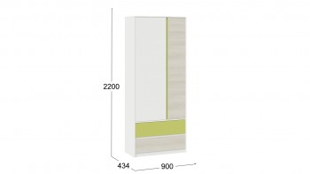 Шкаф для одежды комбинированный «Сканди» Дуб Гарден/Белый/Зеленый в Иланском - ilanskij.mebel54.com | фото