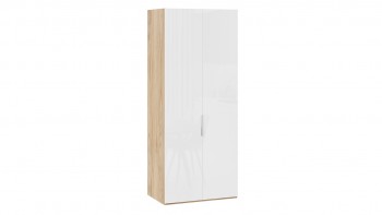 Шкаф для одежды с 2 глухими дверями «Эмбер» Яблоня Беллуно/Белый глянец в Иланском - ilanskij.mebel54.com | фото