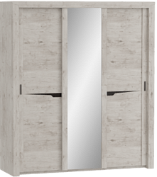Шкаф трехдверный Соренто с раздвижными дверями Дуб бонифаций/Кофе структурный матовый в Иланском - ilanskij.mebel54.com | фото